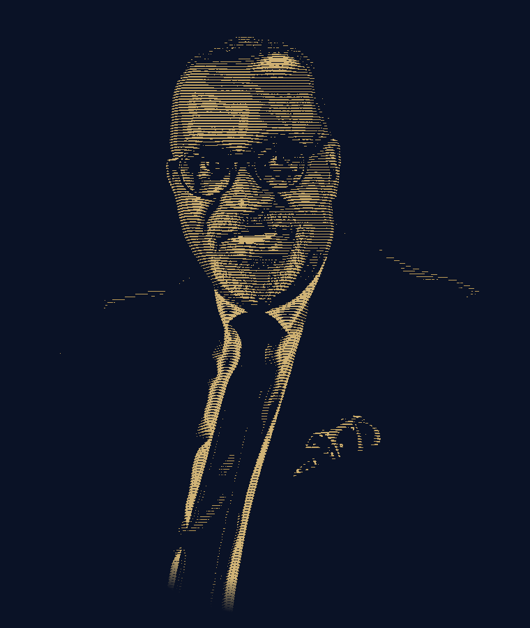 Joe Karago, OGW — Managing Partner, rendered as an intaglio engraving